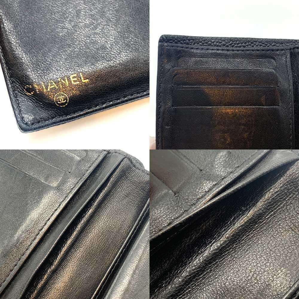 CHANEL Authentic Black Caviar Leather Logo Wallet - Picture 6 of 7